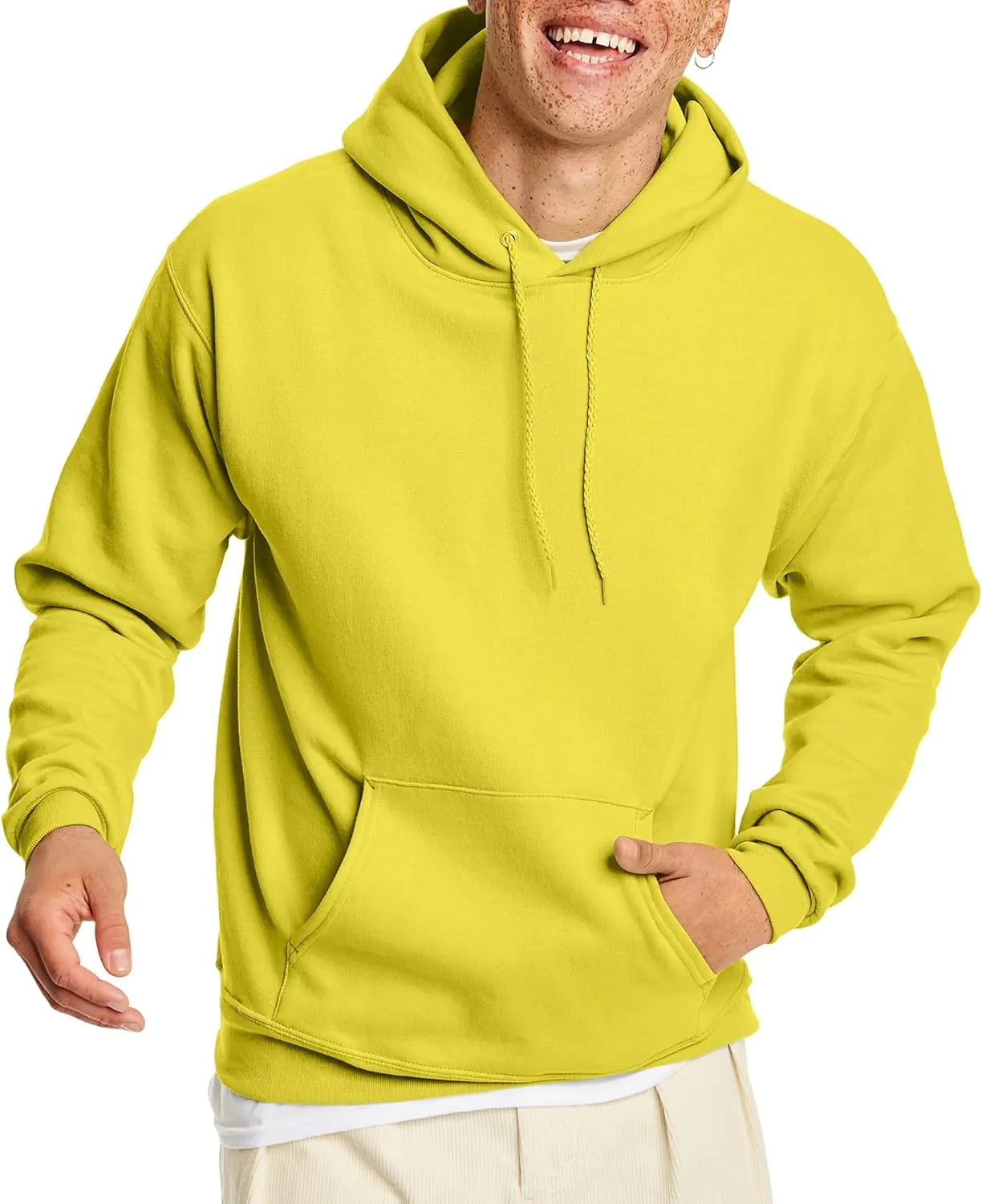 Hanes Men's Hoodie, EcoSmart Fleece Hoodie, Hooded Sweatshirt for Men Small Orange