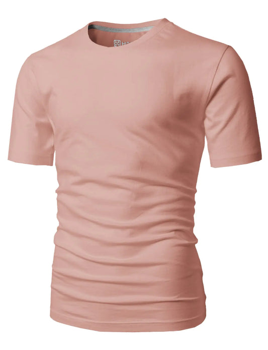 H2H Mens Casual Slim Fit Short Sleeve T-Shirts Soft Lightweight V-Neck/Crew-Neck Size XS to 3XL Cmtts0198-coralpink X-Large Tall