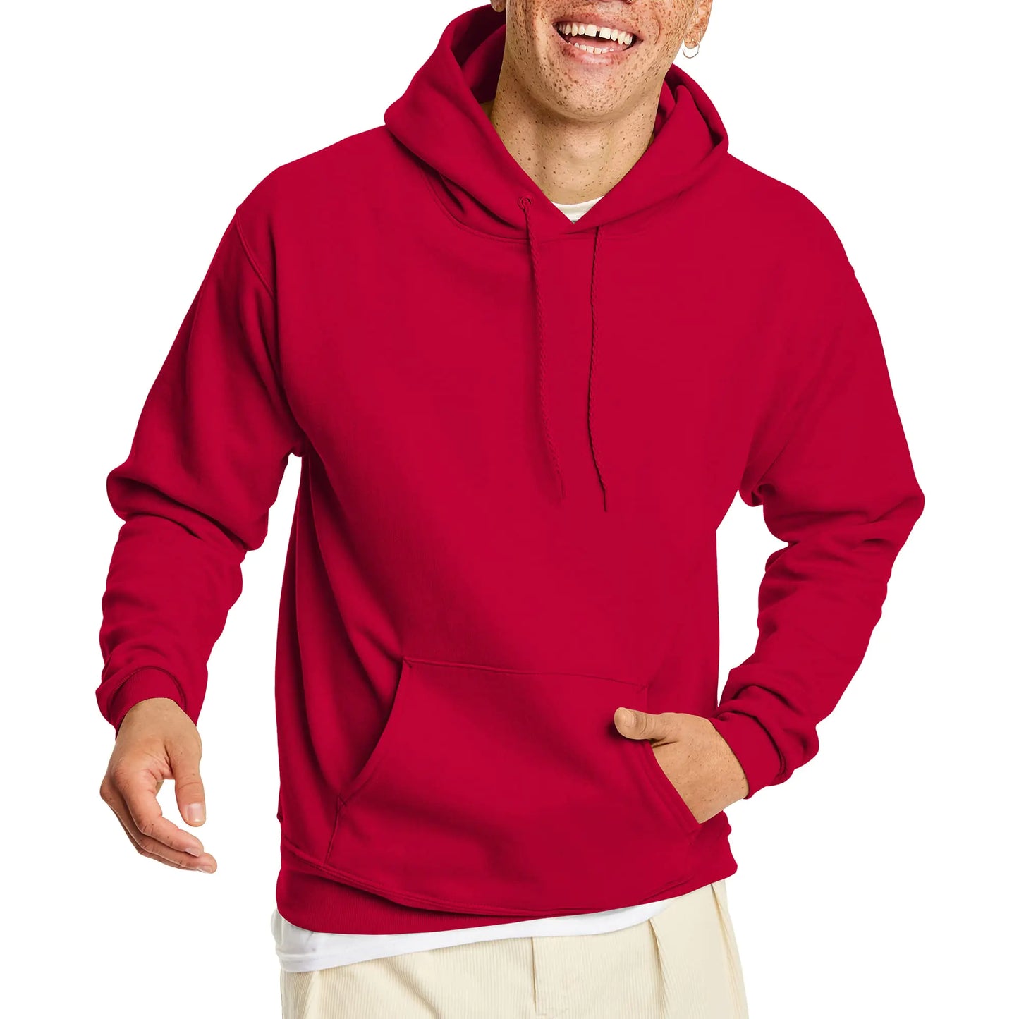 Hanes Men's Hoodie, EcoSmart Fleece Hoodie, Hooded Sweatshirt for Men Small Orange