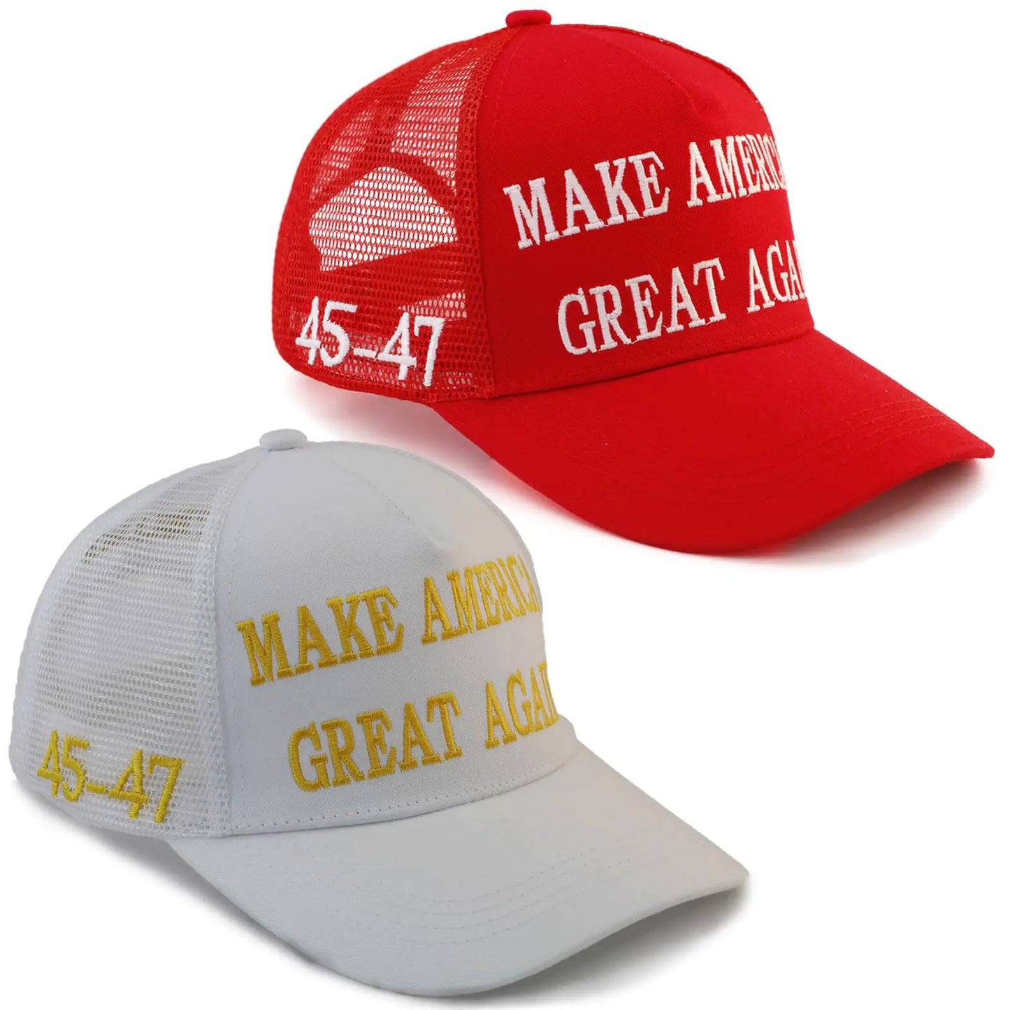 MAGA Hat Make America Great Again Hat, Trump Hat, Trump 2024 KAG Hat Baseball Cap 7-7 5/8 2pcs Grid Maga Red&white