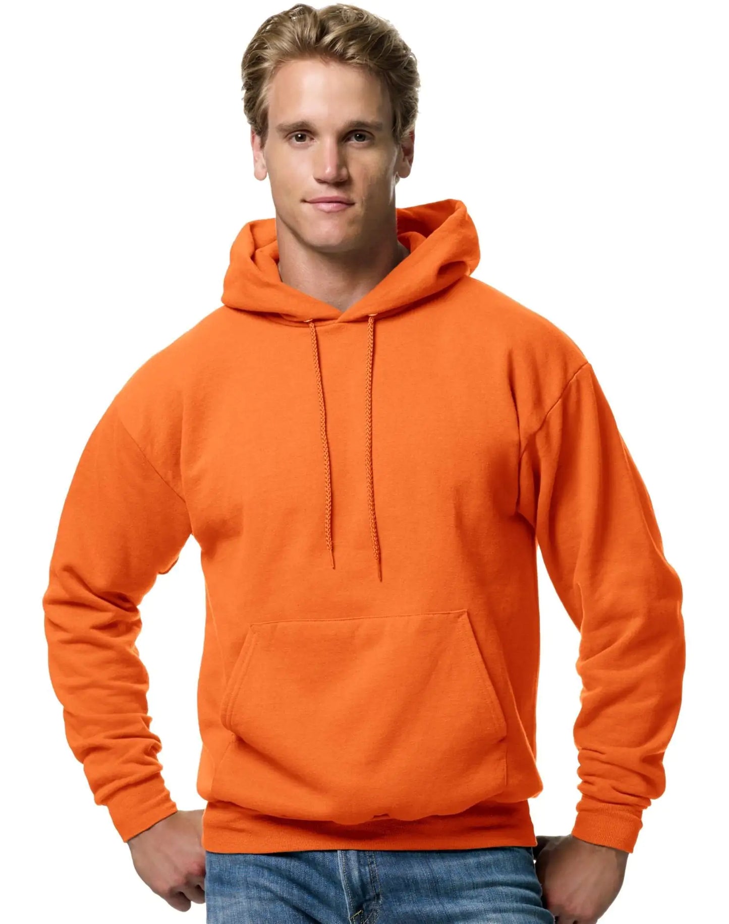 Hanes Men's Hoodie, EcoSmart Fleece Hoodie, Hooded Sweatshirt for Men Small Orange