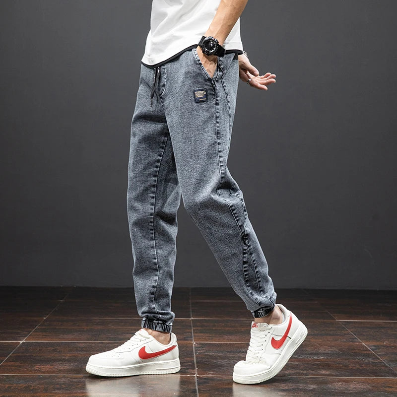 Spring Summer Black Blue Cargo Jeans Men Streetwear Denim Jogger Pants Men