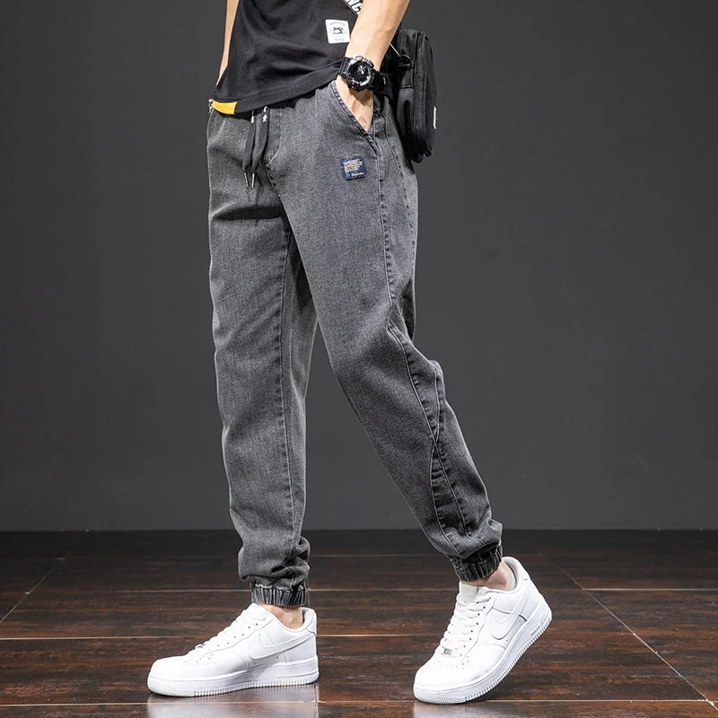 Spring Summer Black Blue Cargo Jeans Men Streetwear Denim Jogger Pants Men