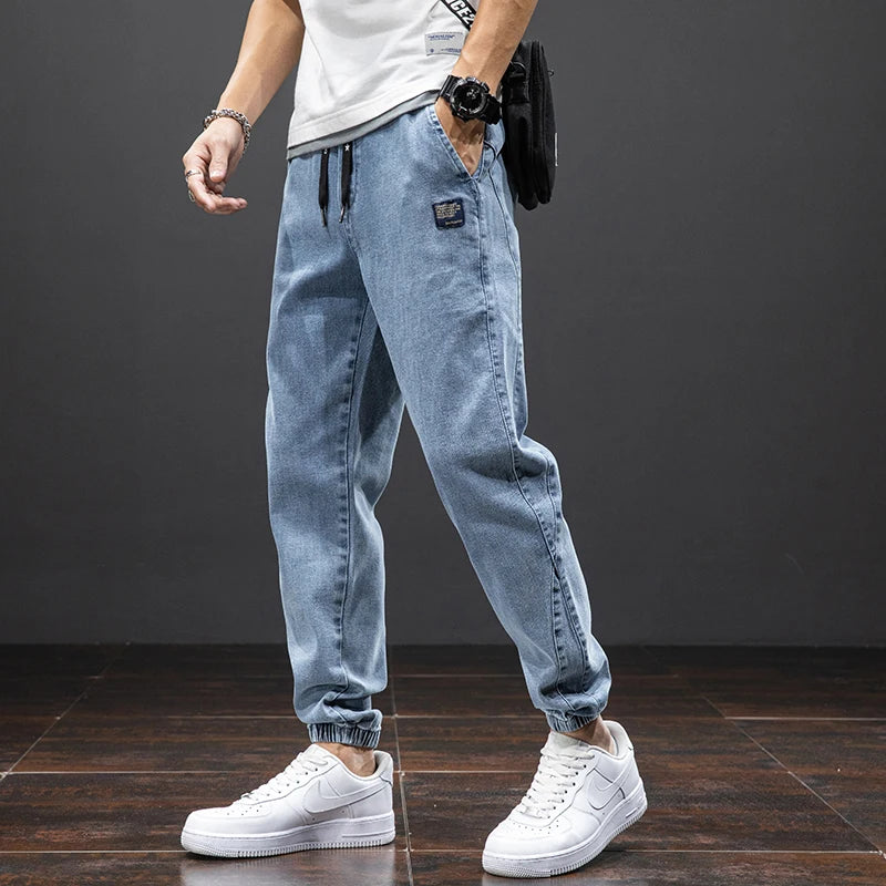 Spring Summer Black Blue Cargo Jeans Men Streetwear Denim Jogger Pants Men