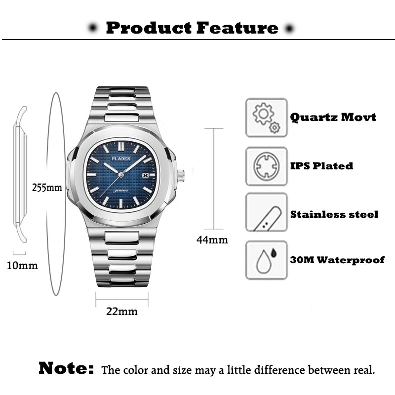 PLADEN Luxury Watches Men Top Brand High Quality