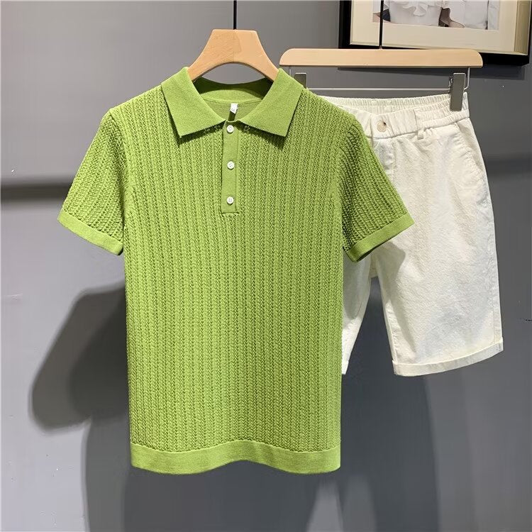 Summer New All-matching Lapel T-shirt Men