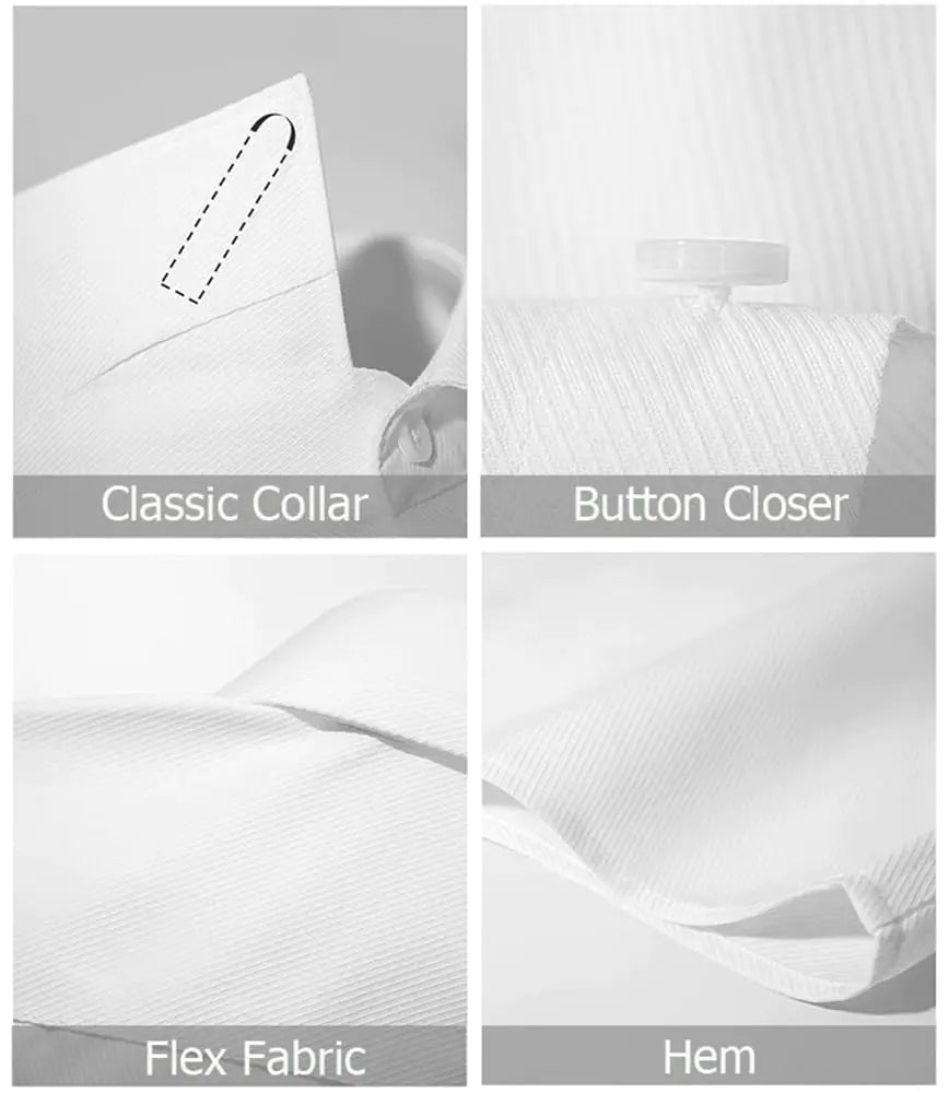 Beninos Men's Dress Shirts Slim Fit Solid Long Sleeve Casual Button Down Shirts White Small