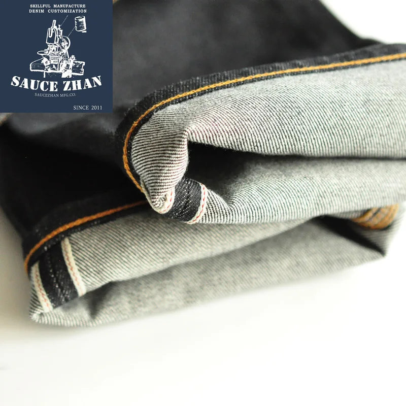 SauceZhan315XX Taper  fit Selvedge denim Jeans for men  Denim Jeans Unwashed BLUE Jeans 14.5 Oz Motorcycle Jeans