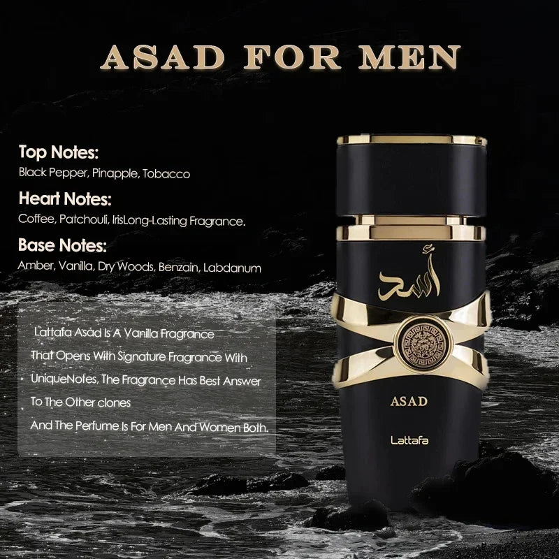 100ml Original Asad Men's Eau De Toilette Spray Long-lasting Fragrance High Quality Unisex Arabian Perfume Pheromone Arabic