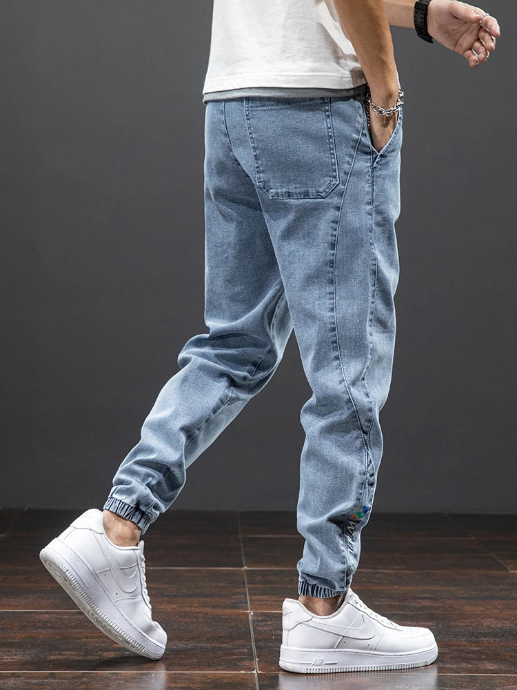 Spring Summer Black Blue Cargo Jeans Men Streetwear Denim Jogger Pants Men