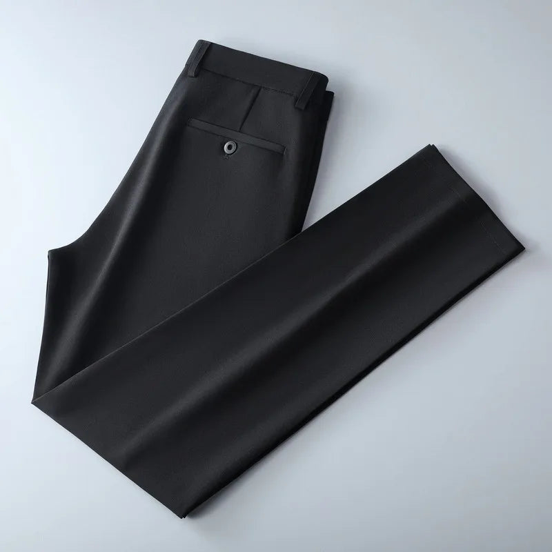 Male Smart Casual Pants Stretchy Sports Men's Fast Dry Trousers Spring Autumn Full Length Straight Office Black Navy Work Pants