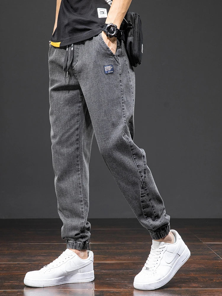 Spring Summer Black Blue Cargo Jeans Men Streetwear Denim Jogger Pants Men