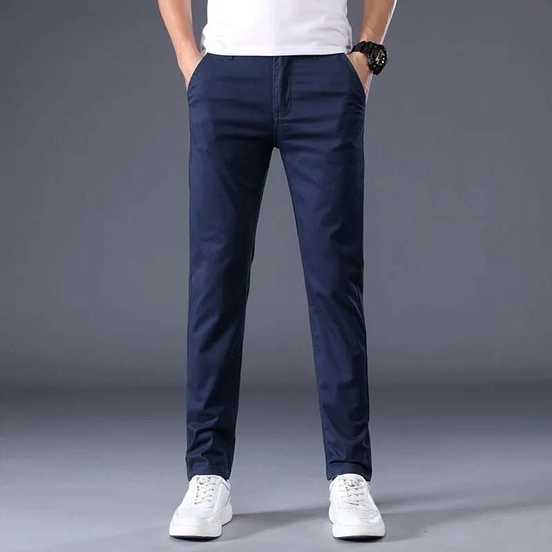 7 Colors Men's Classic Solid Color Summer Thin Casual Pants Business Fashion Stretch Cotton Slim Brand Trousers Male