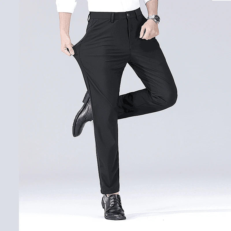 Men's smart casual pants elastic sports, men's quick drying pants spring and autumn straight leg office black work pants