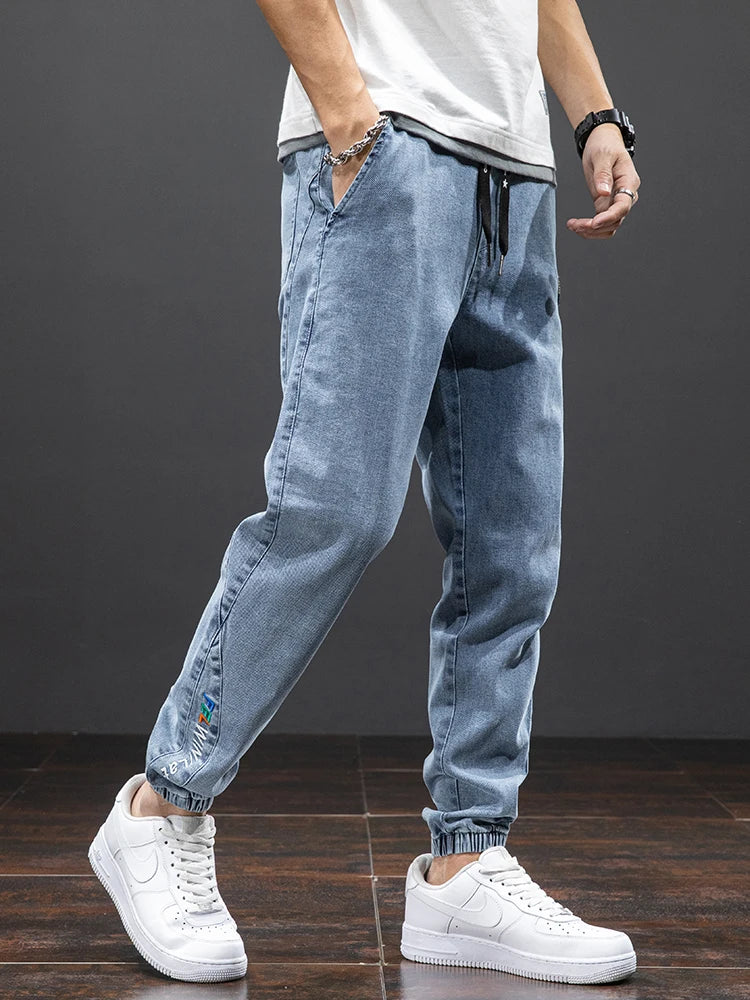 Spring Summer Black Blue Cargo Jeans Men Streetwear Denim Jogger Pants Men