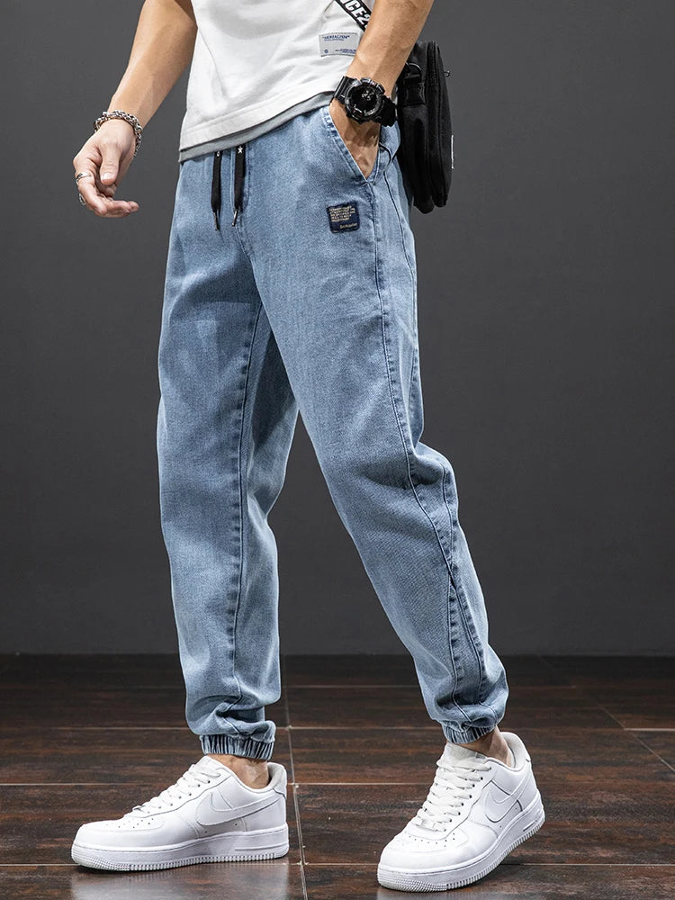 Spring Summer Black Blue Cargo Jeans Men Streetwear Denim Jogger Pants Men