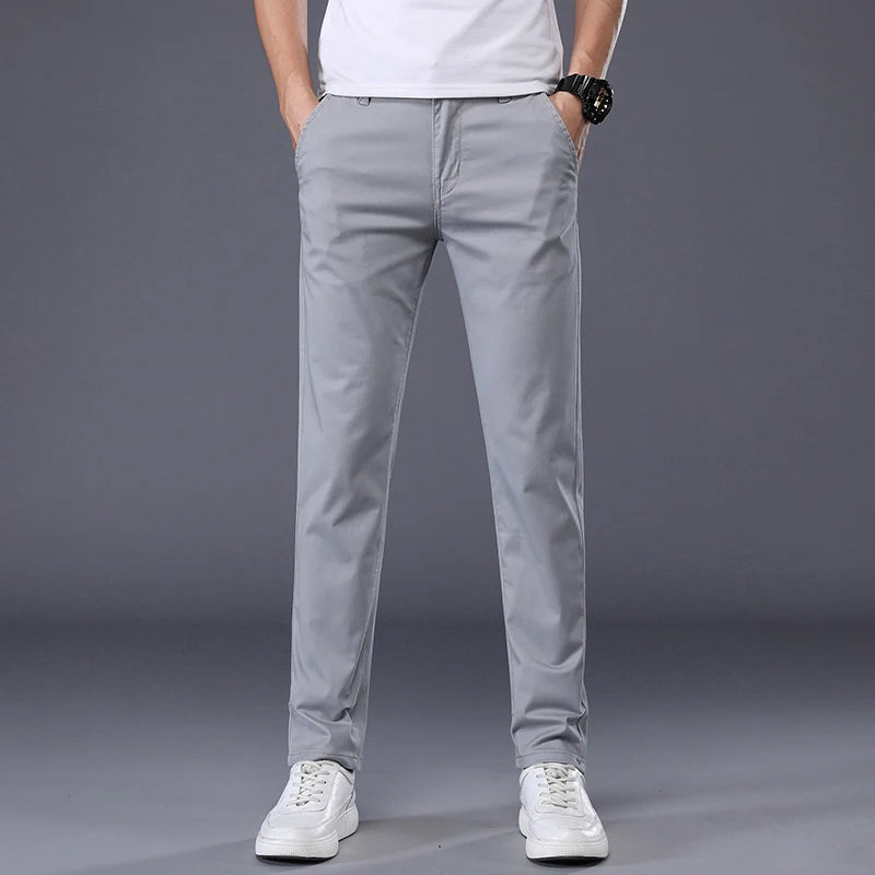 7 Colors Men's Classic Solid Color Summer Thin Casual Pants Business Fashion Stretch Cotton Slim Brand Trousers Male