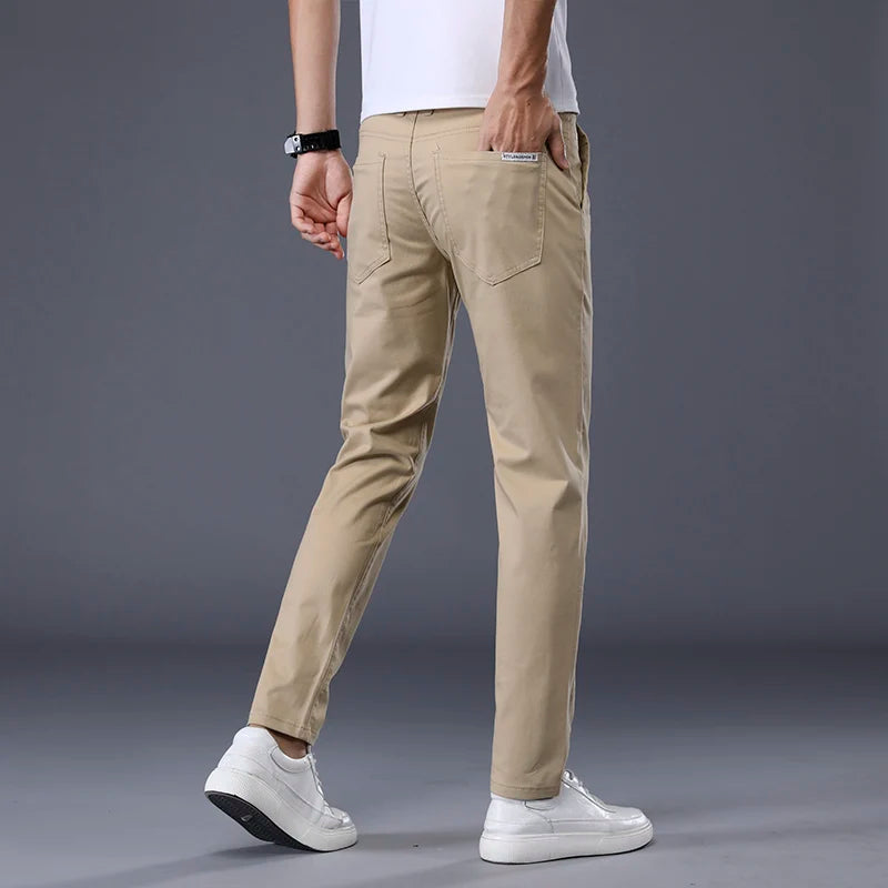 7 Colors Men's Classic Solid Color Summer Thin Casual Pants Business Fashion Stretch Cotton Slim Brand Trousers Male