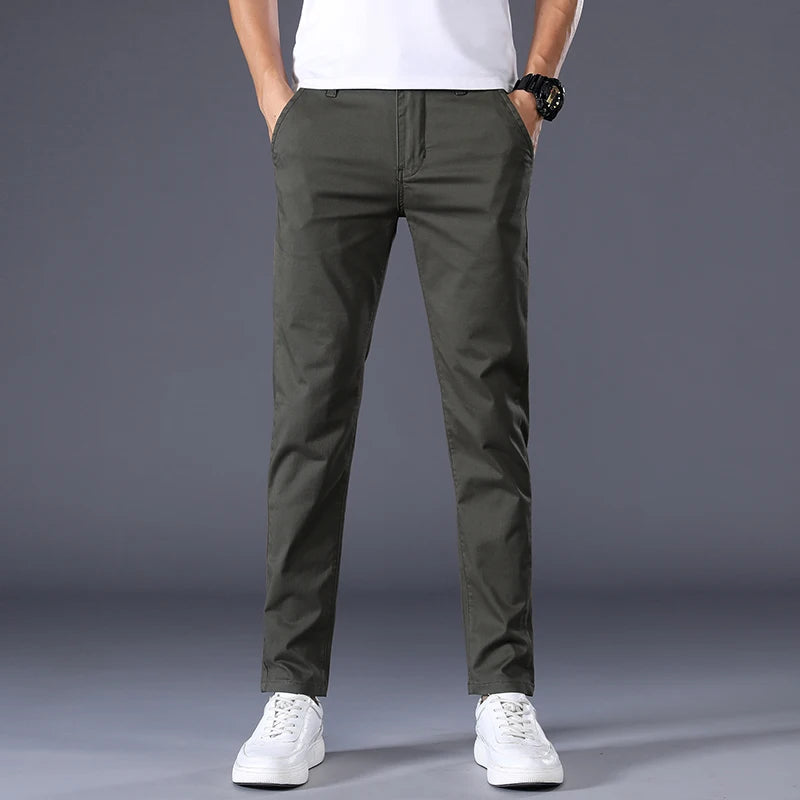 7 Colors Men's Classic Solid Color Summer Thin Casual Pants Business Fashion Stretch Cotton Slim Brand Trousers Male