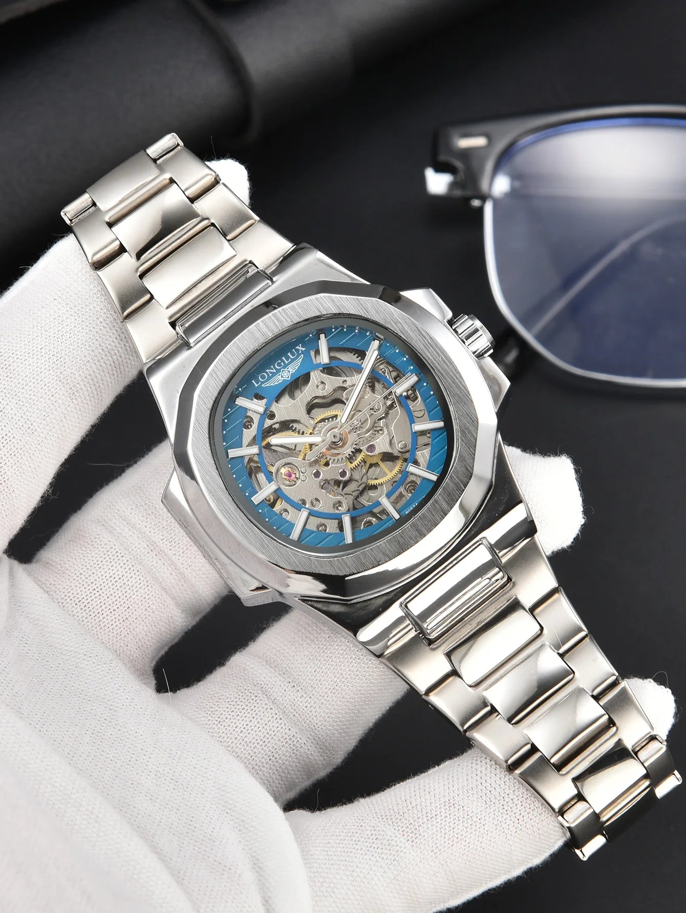 KASHIFI automatic man watch  luxury wholesale mechanical wristwatches stainless steel skeleton waterproof  mens watch men gift