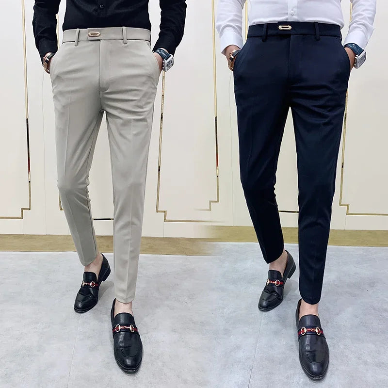 Spring and Autumn Men's Pants Fashion Korean Slim Men's Casual Ankle Pants Streetwear Men's Pants Men's Black Grey