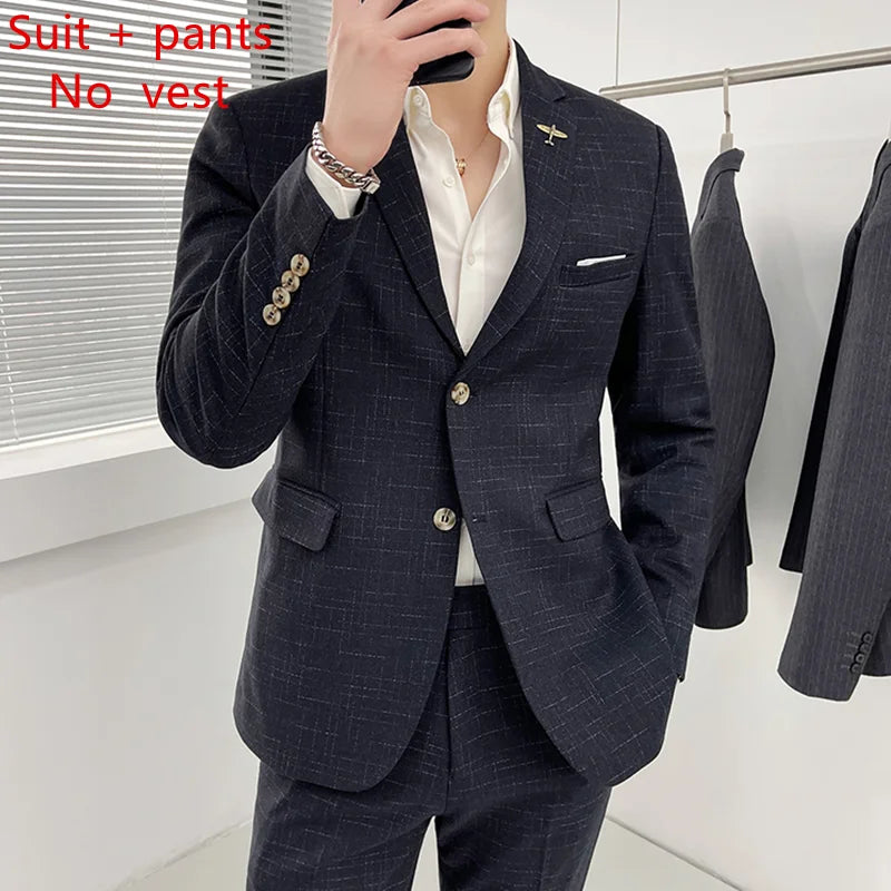 High Quality Men's Wedding Suit (suit + Vest + Trousers) Fashion Business Professional Suit Best Man Groom Wedding 3/2 Piece Set