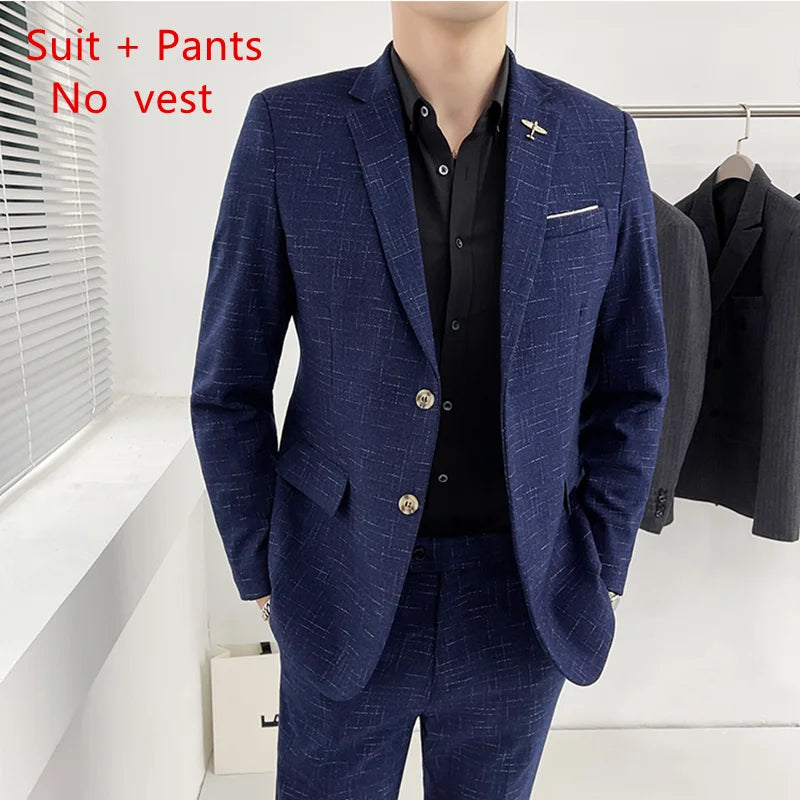 High Quality Men's Wedding Suit (suit + Vest + Trousers) Fashion Business Professional Suit Best Man Groom Wedding 3/2 Piece Set