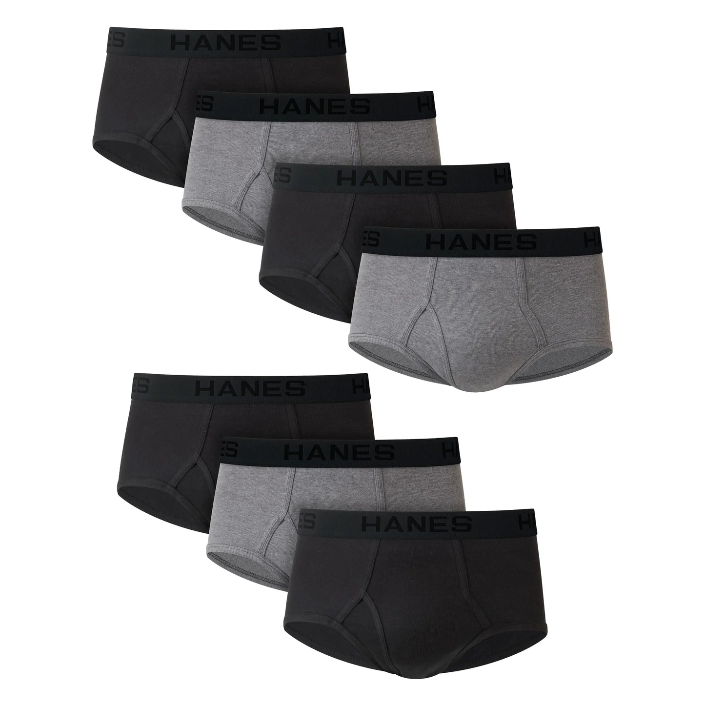 Hanes mens Tagless Briefs, Soft Moisture Wicking Underwear, Tagless, 7-pack Medium Gray/Black - 7 Pack