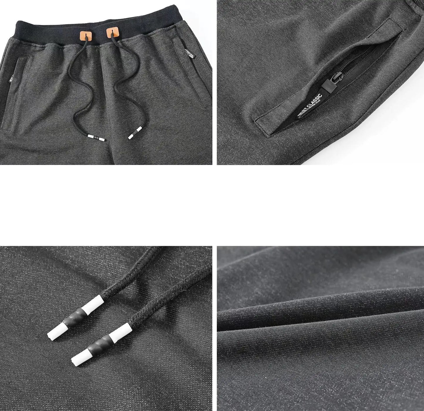 QPNGRP Mens Shorts Casual Drawstring Zipper Pockets Elastic Waist 40 Cation Grey