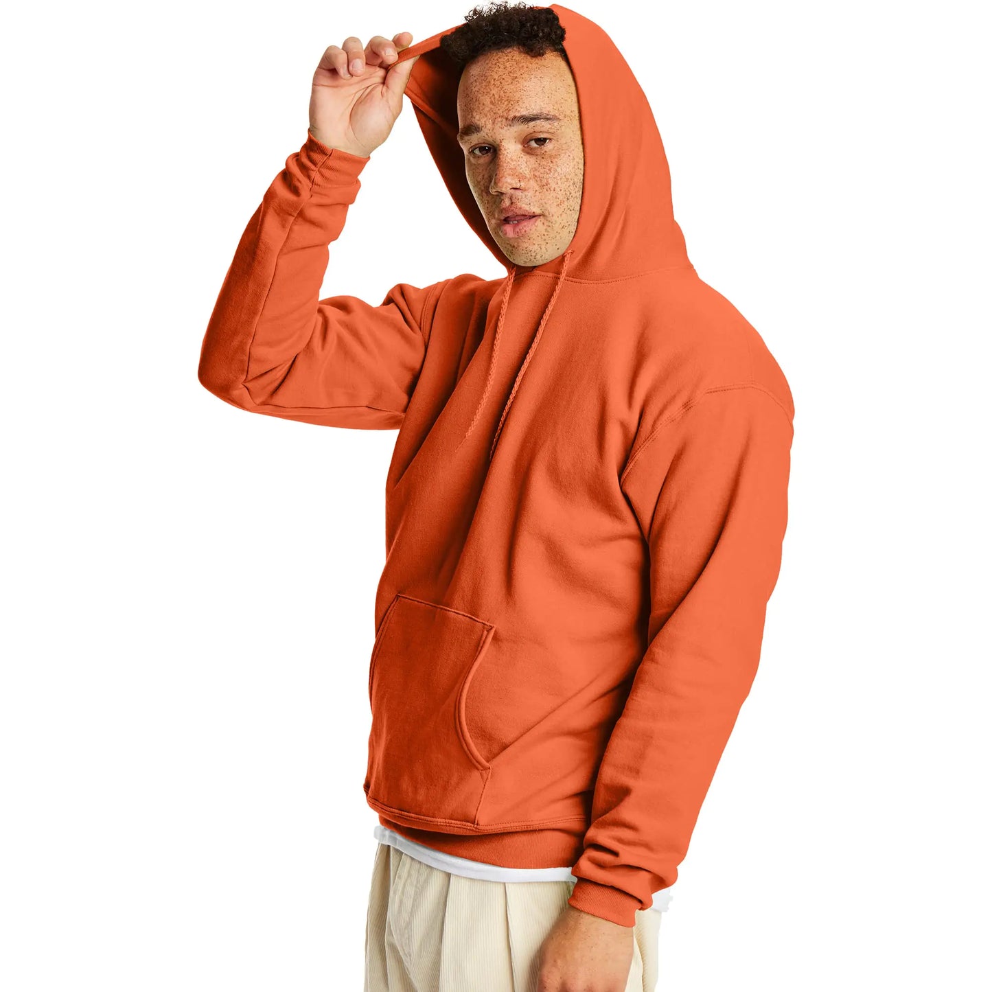 Hanes Men's Hoodie, EcoSmart Fleece Hoodie, Hooded Sweatshirt for Men Small Orange