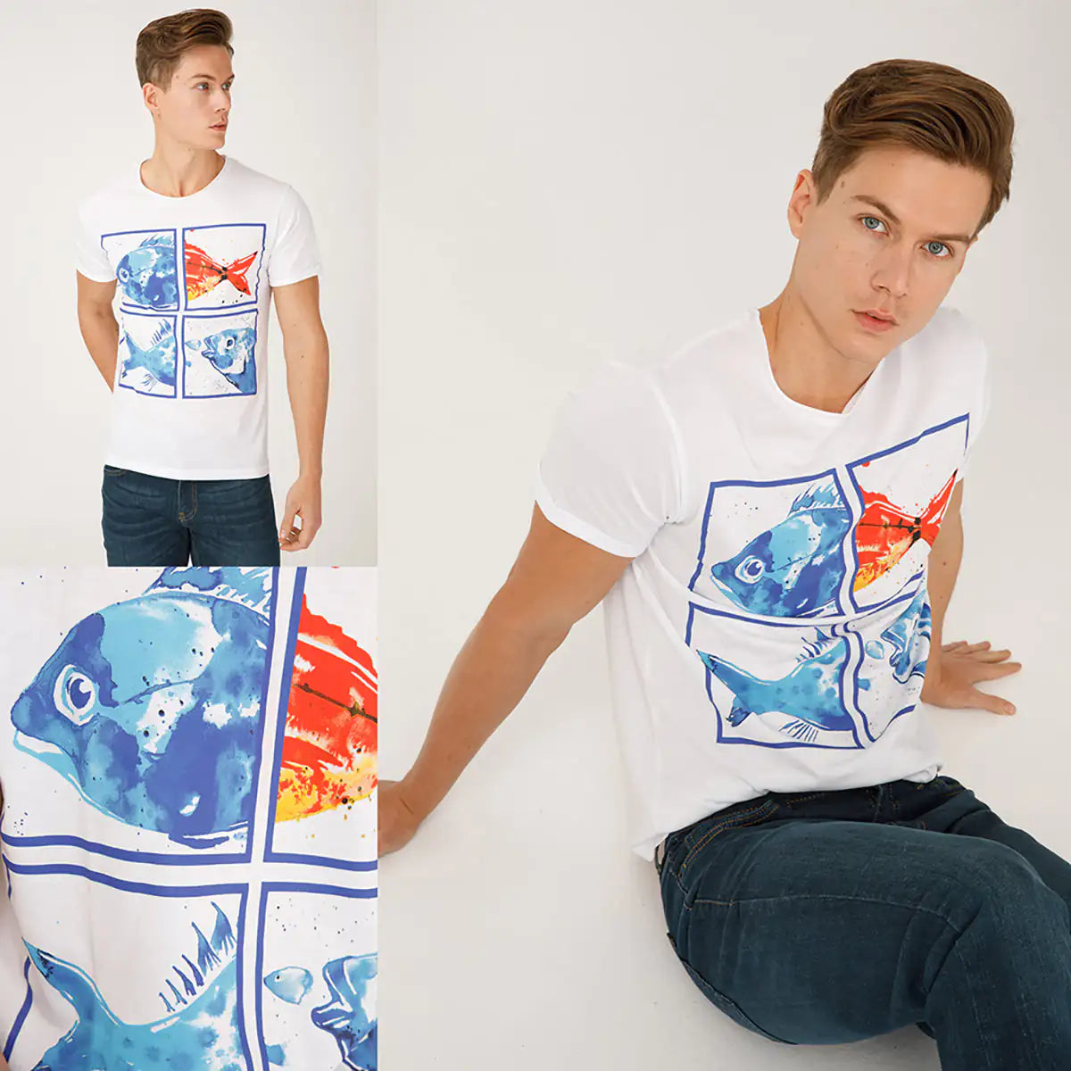 Anemoss Aquarium Crew Neck Mens T Shirt