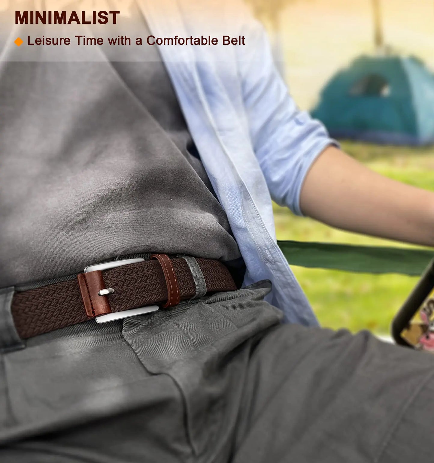 BULLIANT Stretch Belt Men,Mens Gift Woven Braided Web Belt 1 3/8 for Golf Casual Pants Shirts Jeans Dark Brown 1349 38"-42"Waist Adjustable