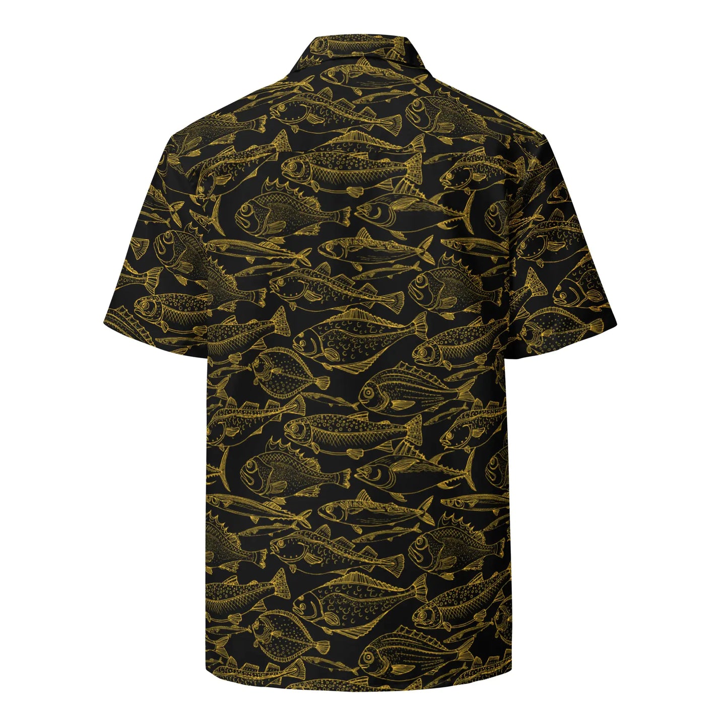 Sea of Gold Riches Hawaiian Button Shirt: Dive into Opulent Ocean Elegance!