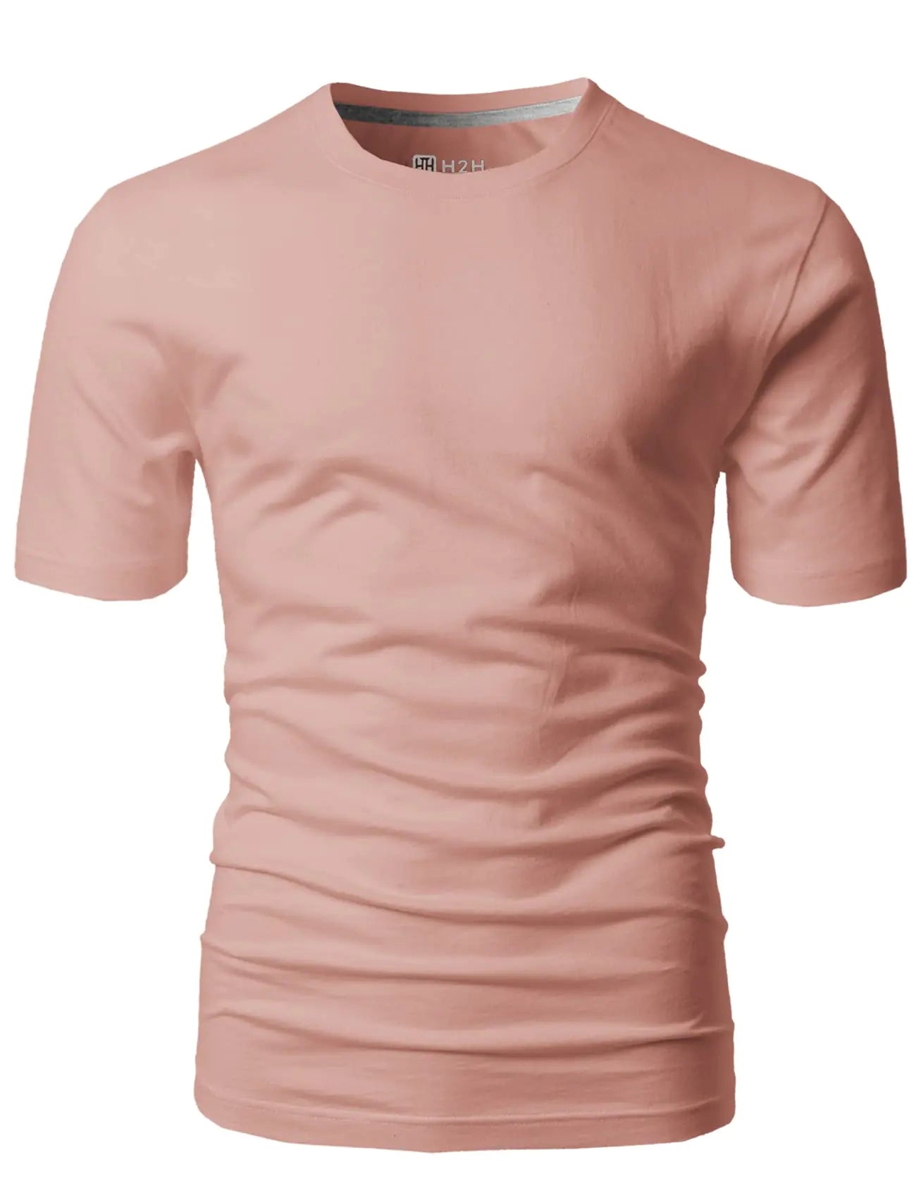 H2H Mens Casual Slim Fit Short Sleeve T-Shirts Soft Lightweight V-Neck/Crew-Neck Size XS to 3XL Cmtts0198-coralpink X-Large Tall